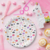 Assiettes En Carton Cute Moderne violet citrouille et araignée Hallowe (Fête)