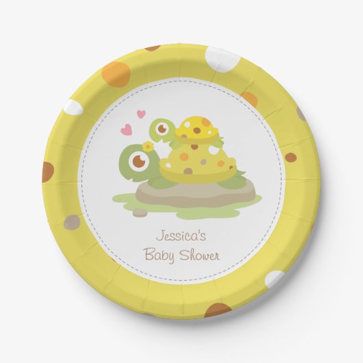 Assiettes En Carton Cute Mommy Turtle Baby shower Party Fournitures (Devant)