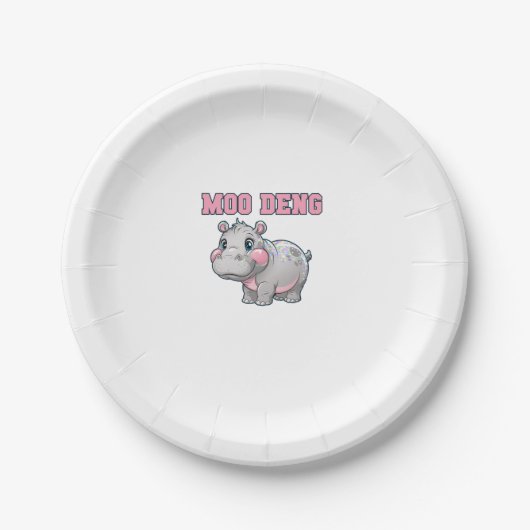 Assiettes En Carton Cute MOO DENG Baby Pygmy Hippo Girls Besties Crew (Devant)