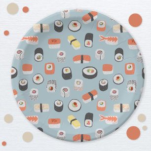 Assiettes En Carton Cute Motif japonais de sushi