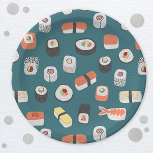 Assiettes En Carton Cute Motif japonais de sushi