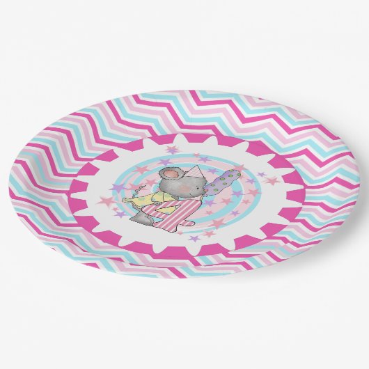 Assiettes En Carton Cute Mouse 4e Plaques papier d'anniversaire (Angle)