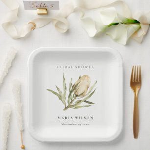 Assiettes En Carton Cute Native Banksia Aquarelle Flora Fête des marié