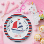 Assiettes En Carton Cute Nautical Sailboat Thème (Fête)
