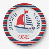 Assiettes En Carton Cute Nautical Sailboat Thème (Devant)