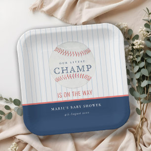 Assiettes En Carton Cute Navy Notre Petit Champ Baby shower De Basebal