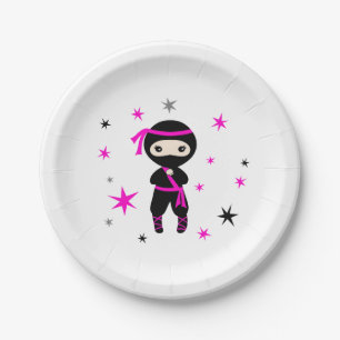 Assiettes En Carton Cute Ninja Guerrière Filles Enfants Fête d'anniver