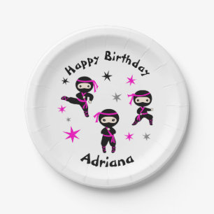Assiettes En Carton Cute Ninja Warrior Kids Pink Girls Anniversaire Pa