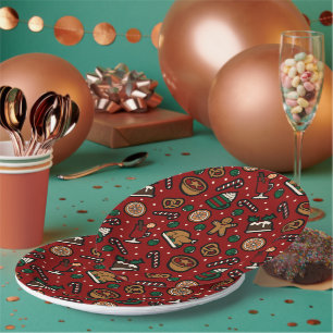 Assiettes En Carton Cute Noël Motif de nourriture Plaques de papier en