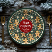 Assiettes En Carton Cute Noël pain d'épices homme profond plaques vert