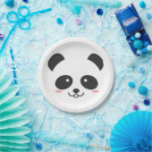 Assiettes En Carton Cute Noir et Blanc Simple Kawaii Panda Ours (Fête)