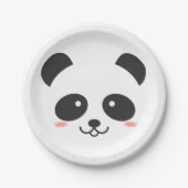 Assiettes En Carton Cute Noir et Blanc Simple Kawaii Panda Ours (Devant)