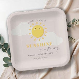 Assiettes En Carton Cute Notre Petit Baby shower Fille Blush Sunshine