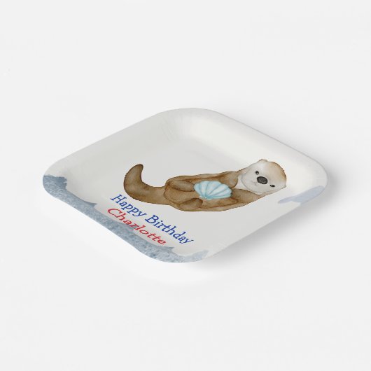 Assiettes En Carton Cute Ocean Otter Scallops fête d'anniversaire (Angulaire)