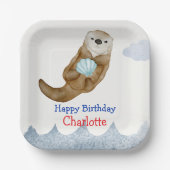 Assiettes En Carton Cute Ocean Otter Scallops fête d'anniversaire (Recto)