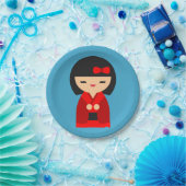 Assiettes En Carton Cute orange Kokeshi poupées japonaises (Fête)