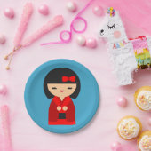 Assiettes En Carton Cute orange Kokeshi poupées japonaises (Fête)