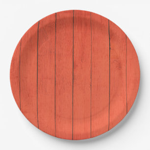 Assiettes En Carton Cute Orange Woodgrain Vintage