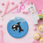 Assiettes En Carton Cute Orca Whale en Océan (Fête)