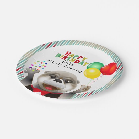 Assiettes En Carton Cute Otter à Tuxedo | Joyeux anniversaire (Angle)
