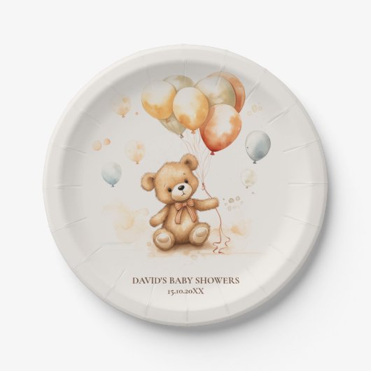 Assiettes En Carton Cute ours neutre (Devant)