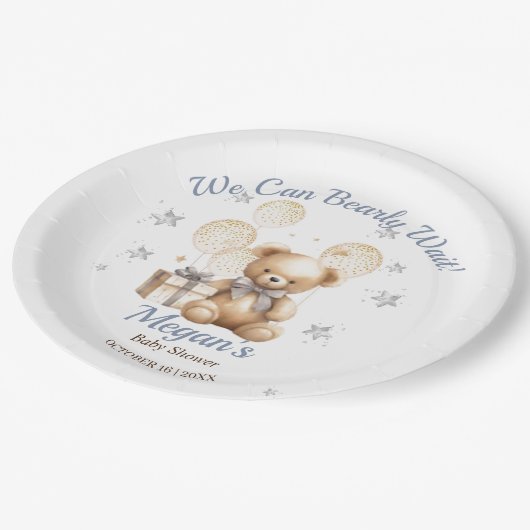 Assiettes En Carton Cute Ours Nous Pouvons Attendre Le Baby shower Gar (Angle)