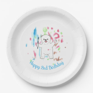 Assiettes En Carton Cute Ours Polaire Art Anniversaire Plaque Papier
