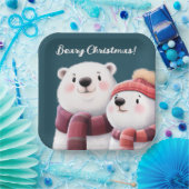 Assiettes En Carton Cute Ours Polaire Cubs Portant Des Écharpes (Fête)