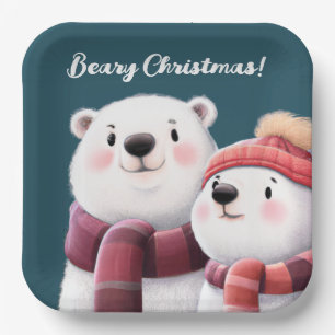 Assiettes En Carton Cute Ours Polaire Cubs Portant Des Écharpes