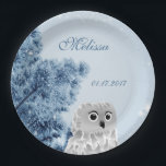 Assiettes En Carton Cute Owl Winter Kids Custom Birthday Party<br><div class="desc">Un adorable petit hibou blanc devant un paysage hivernal.
Customisez-le avec le nom de votre enfant.</div>