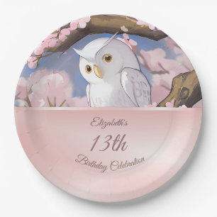Assiettes En Carton Cute Owlt   Plaques papier d'anniversaire personna