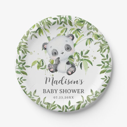 Assiettes En Carton Cute Panda Bear Cub Baby shower verdoyant Annivers (Devant)