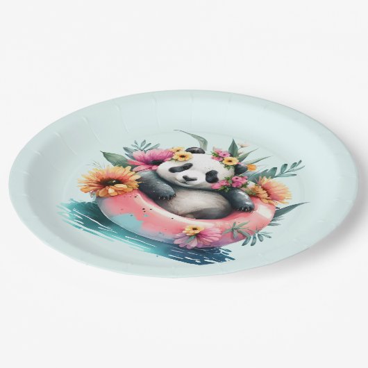 Assiettes En Carton Cute Panda Chilling dans un tube intérieur (Angle)