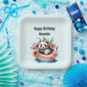 Assiettes En Carton Cute Panda Chilling dans un Tube intérieur Anniver (Fête)