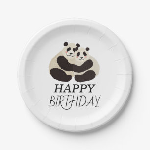 Assiettes En Carton Cute Panda Green Bamboo fête d'anniversaire