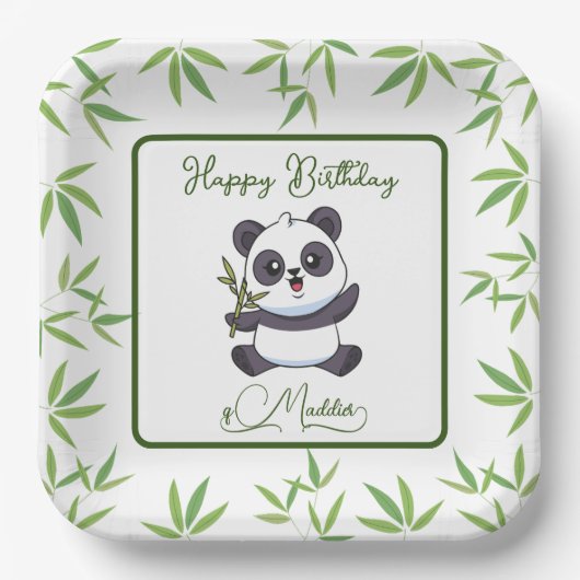 Assiettes En Carton Cute Panda Kiddie Anniversaire Fournitures (Recto)