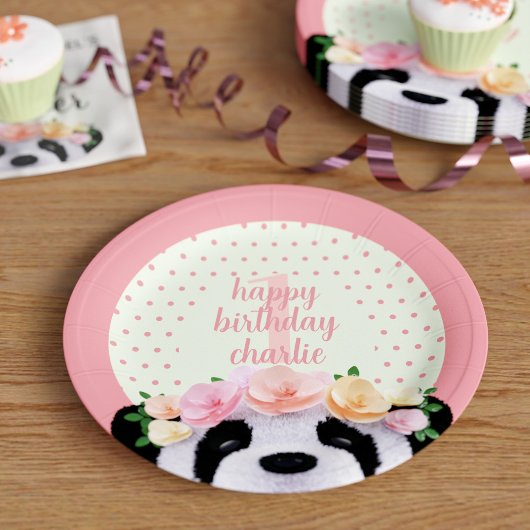 Assiettes En Carton Cute Panda Ours Anniversaire Âge Poche Plaques de 