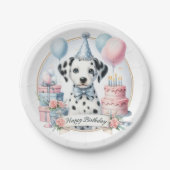 Assiettes En Carton Cute Pastel Chiot Dalmatien - Anniversaire (Devant)
