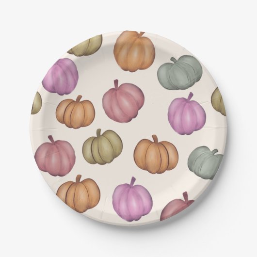 Assiettes En Carton Cute Pastel Citrouille Pastel Motif (Devant)