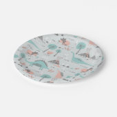 Assiettes En Carton Cute Pastel Dinosaur Motif (Angle)