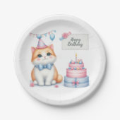 Assiettes En Carton Cute Pastel Kitten Gâteau d'anniversaire - Anniver (Devant)
