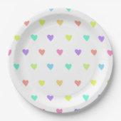 Assiettes En Carton Cute Pastel Rainbow Hearts Motif (Devant)
