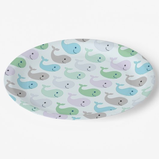 Assiettes En Carton Cute Pastel Whales Motif (Angle)