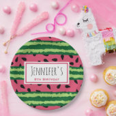 Assiettes En Carton Cute pastèque Motif rose et vert (Fête)