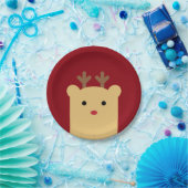 Assiettes En Carton Cute Peekaboo Reindeer Plaque en papier (Fête)
