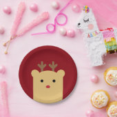 Assiettes En Carton Cute Peekaboo Reindeer Plaque en papier (Fête)