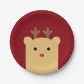 Assiettes En Carton Cute Peekaboo Reindeer Plaque en papier (Devant)