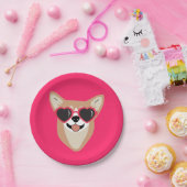 Assiettes En Carton Cute Pembroke Welsh Corgi rose (Fête)