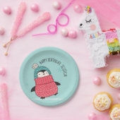 Assiettes En Carton Cute Penguin dans un pull personnalisé (Fête)