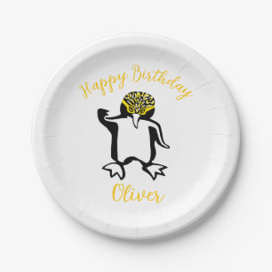Assiettes En Carton Cute PENGUIN - Joyeux anniversaire -Faune
